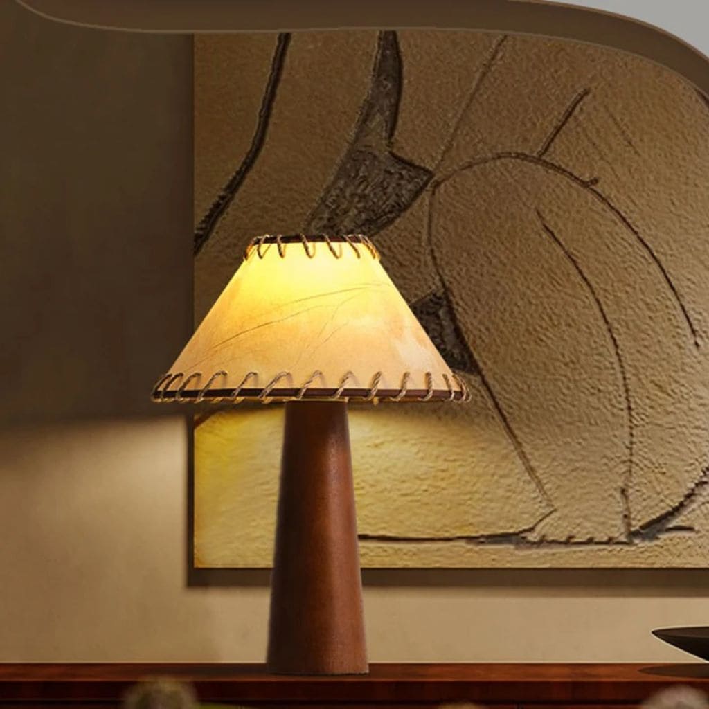 Retro table lamp in solid wood