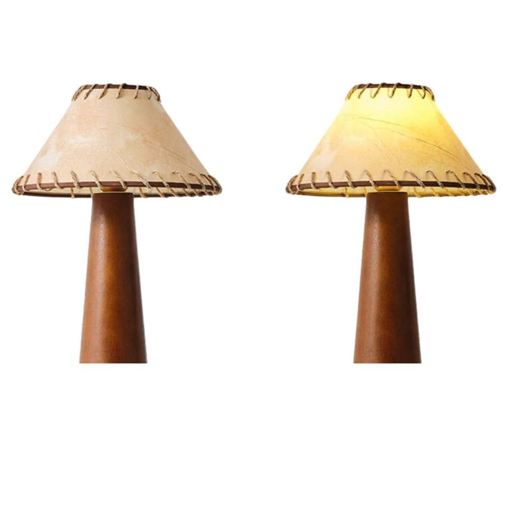 Retro table lamp in solid wood