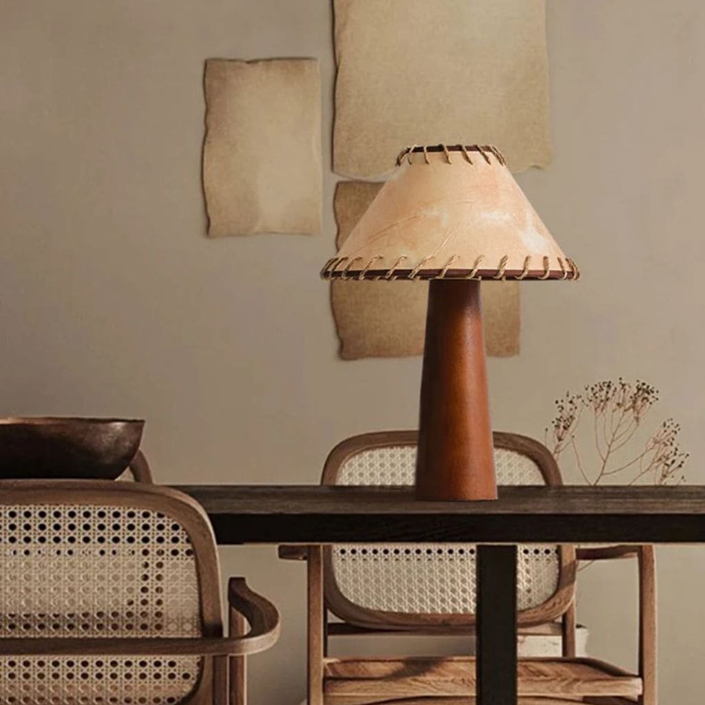 Retro table lamp in solid wood