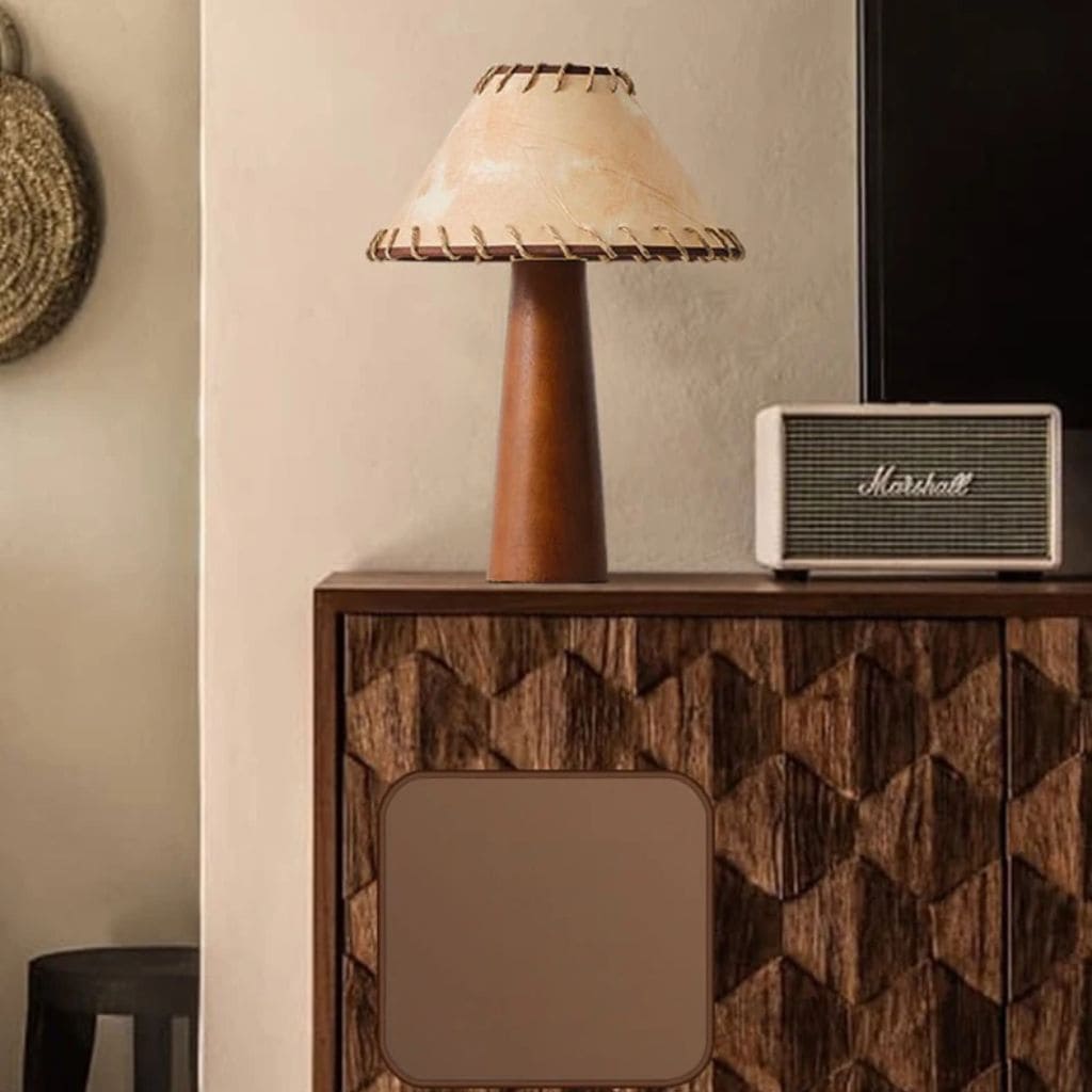 Retro table lamp in solid wood