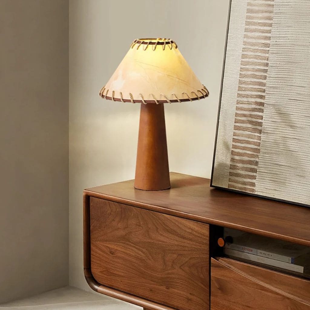 Retro table lamp in solid wood