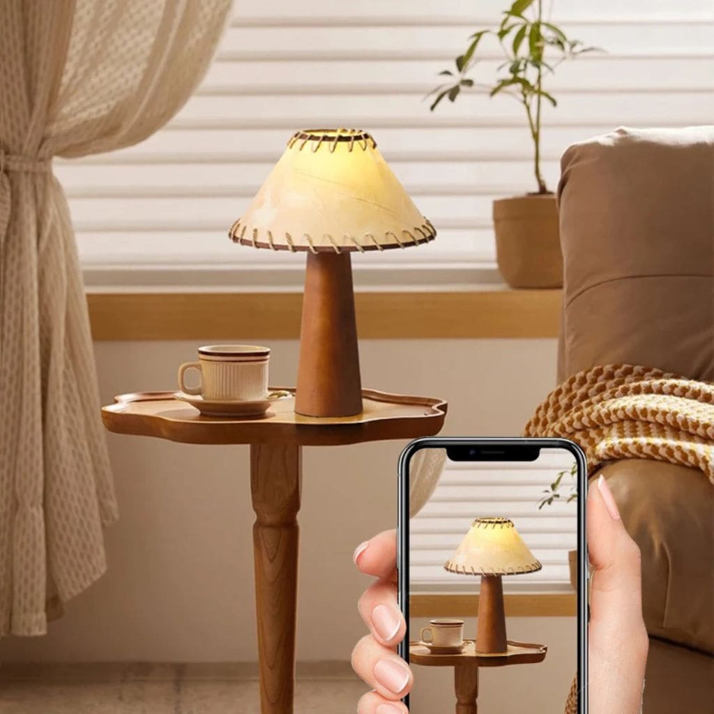 Retro table lamp in solid wood