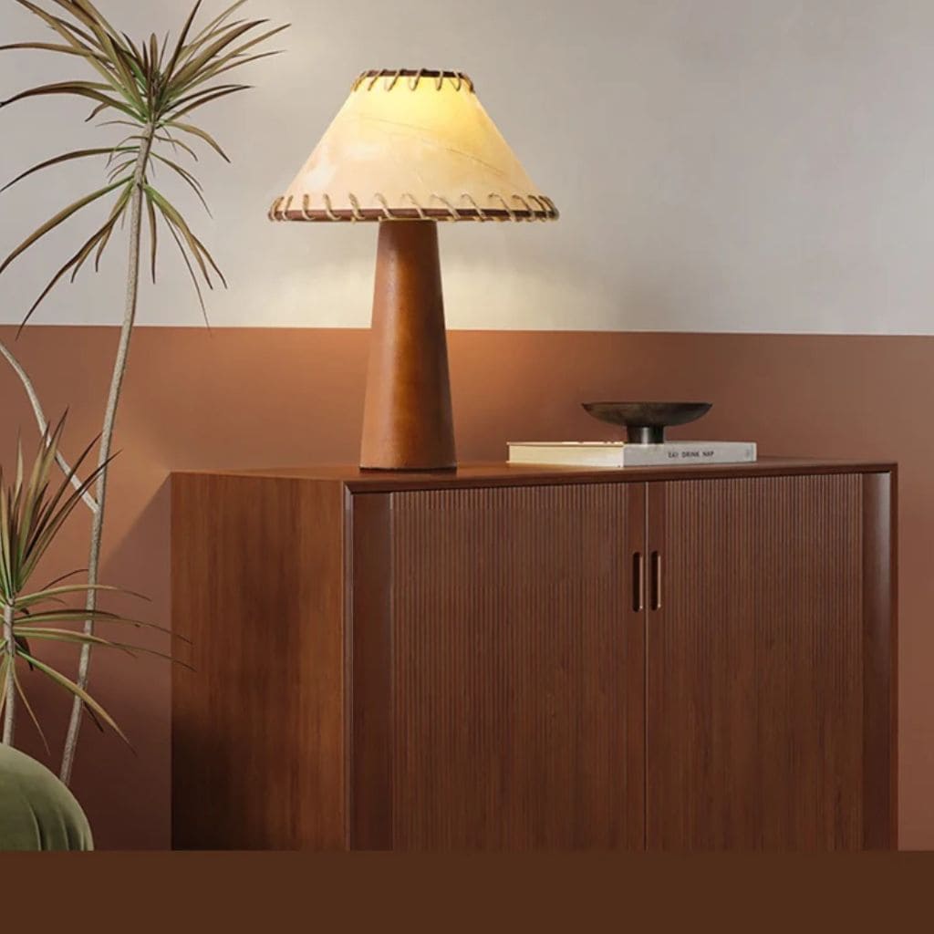 Retro table lamp in solid wood