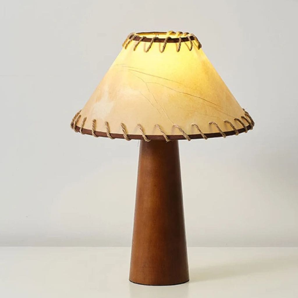 Retro table lamp in solid wood