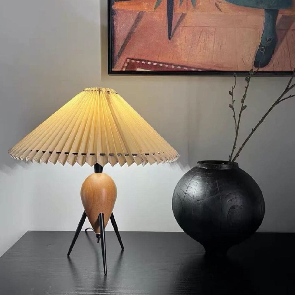 Retro wooden table lamp