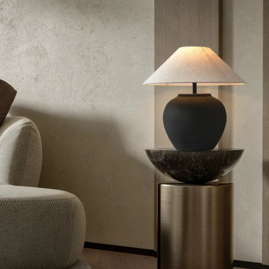 Nordic ceramic table lamp with fabric lampshade