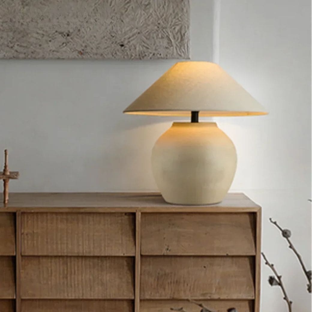 Nordic ceramic table lamp with fabric lampshade