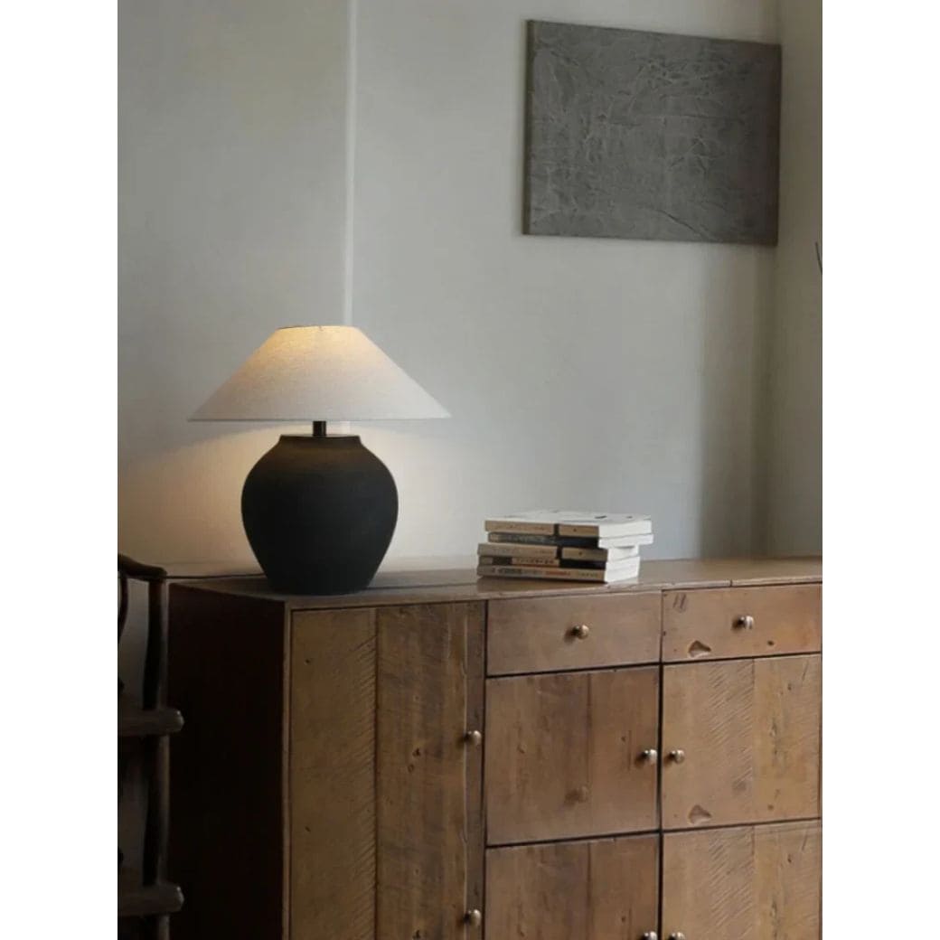 Nordic ceramic table lamp with fabric lampshade