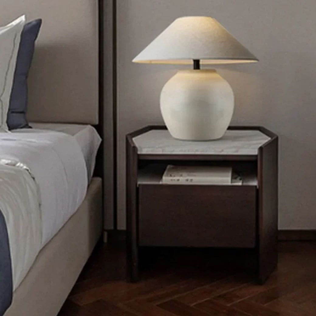 Nordic ceramic table lamp with fabric lampshade