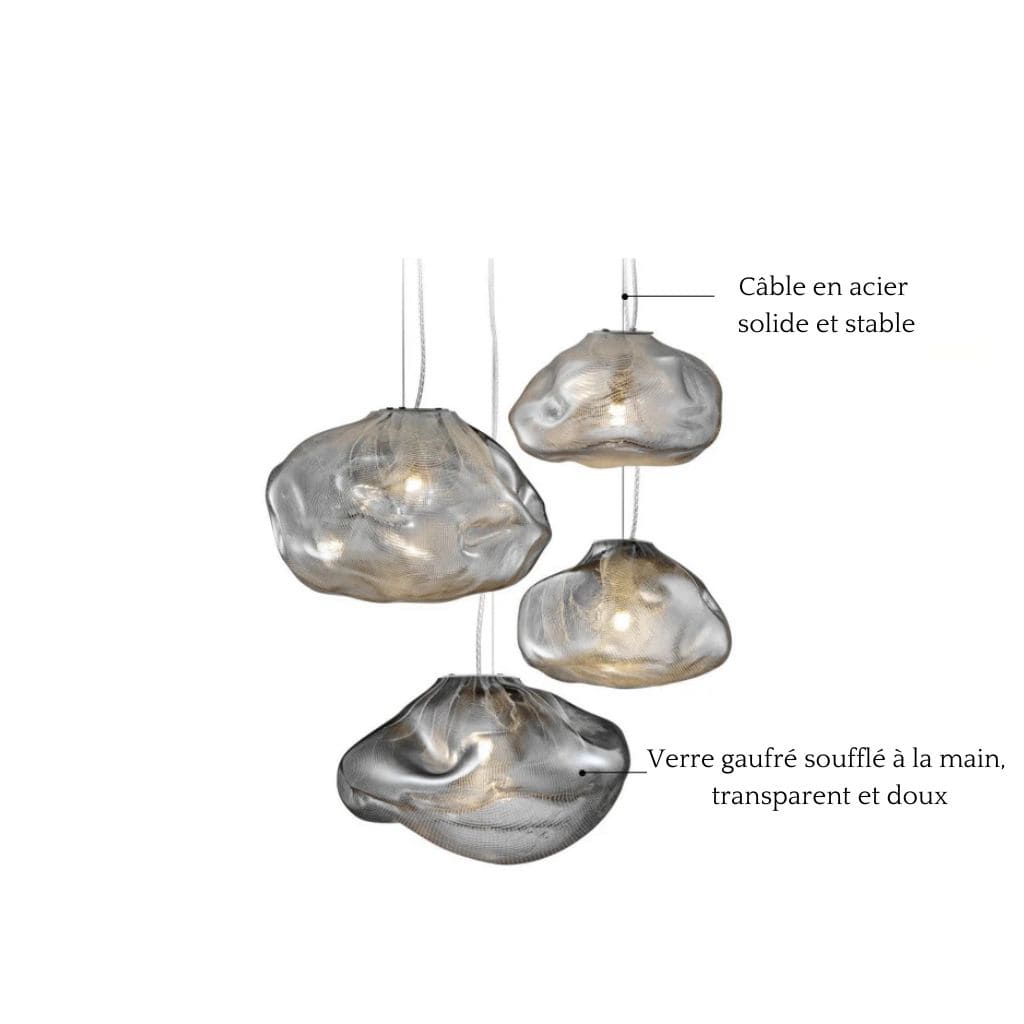 Suspended luminaire in blown glass