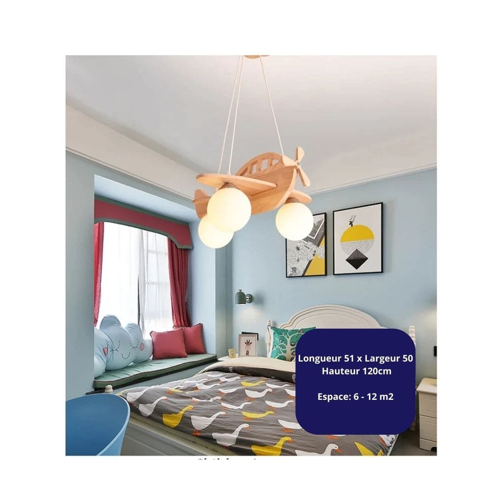 Wooden aircraft chandelier for children