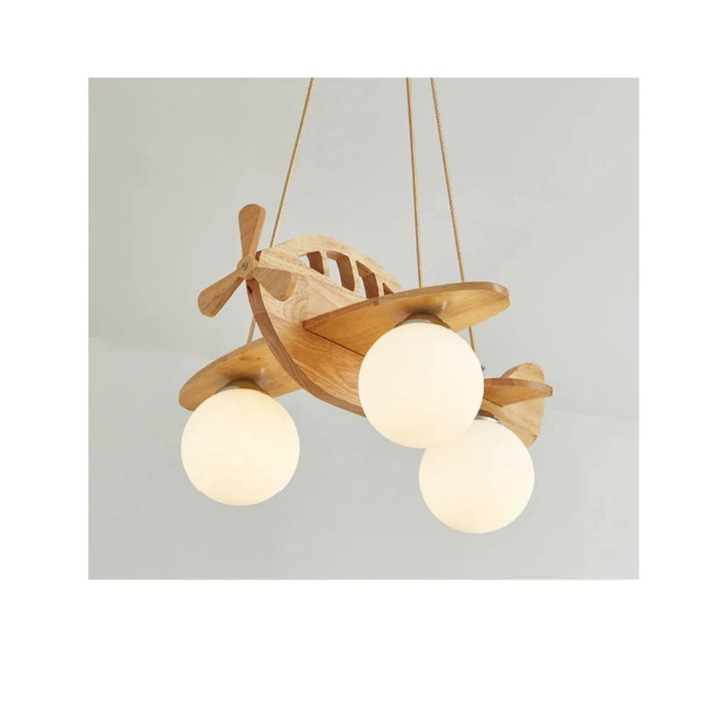 Wooden aircraft chandelier for children