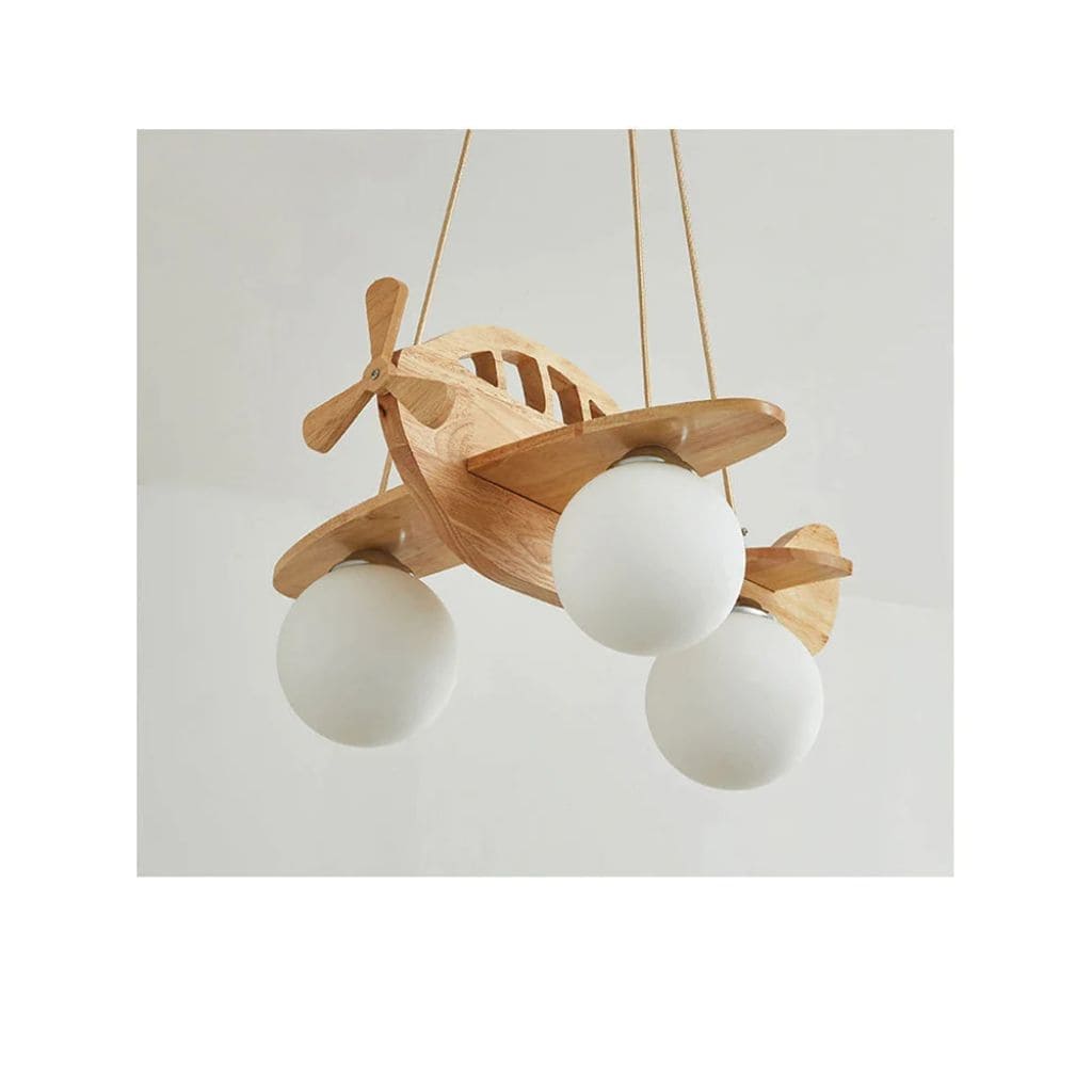 Wooden aircraft chandelier for children