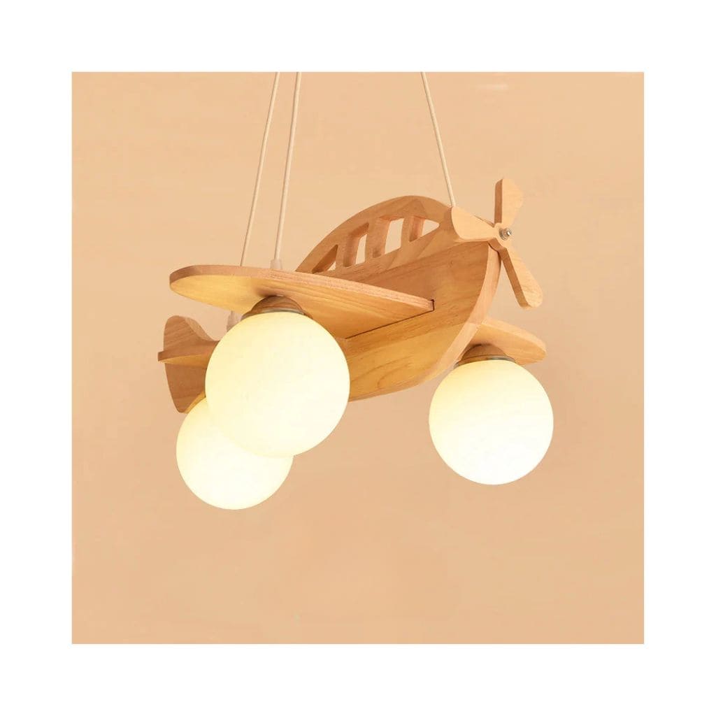 Wooden aircraft chandelier for children
