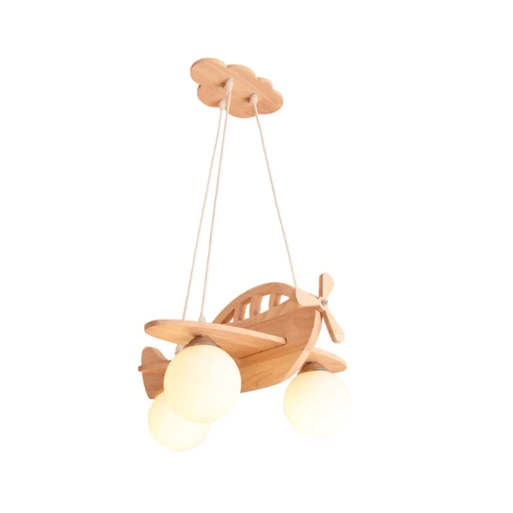 Wooden aircraft chandelier for children