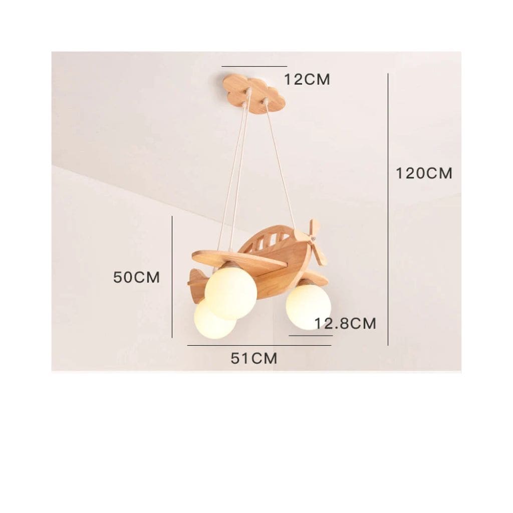 Wooden aircraft chandelier for children