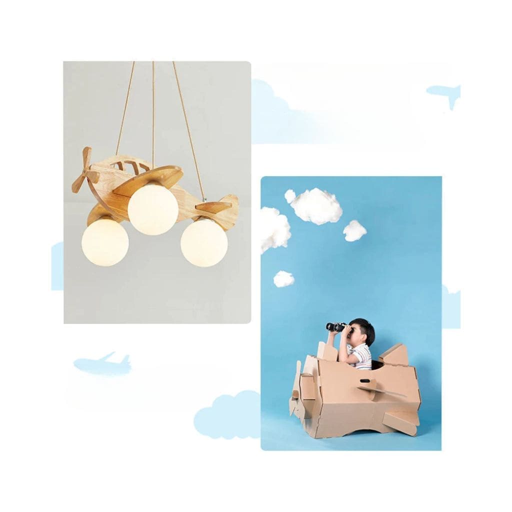 Wooden aircraft chandelier for children