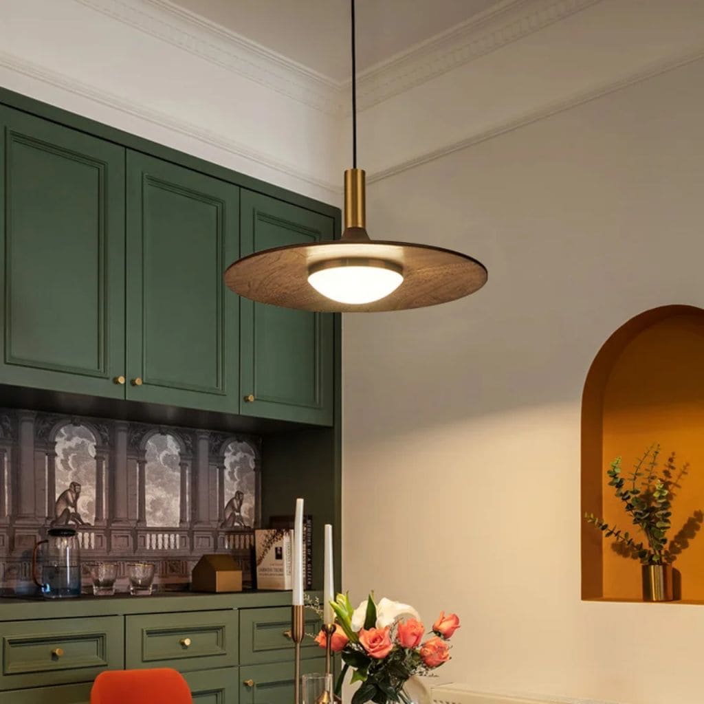 LED luster in Solid Wood of Noyer