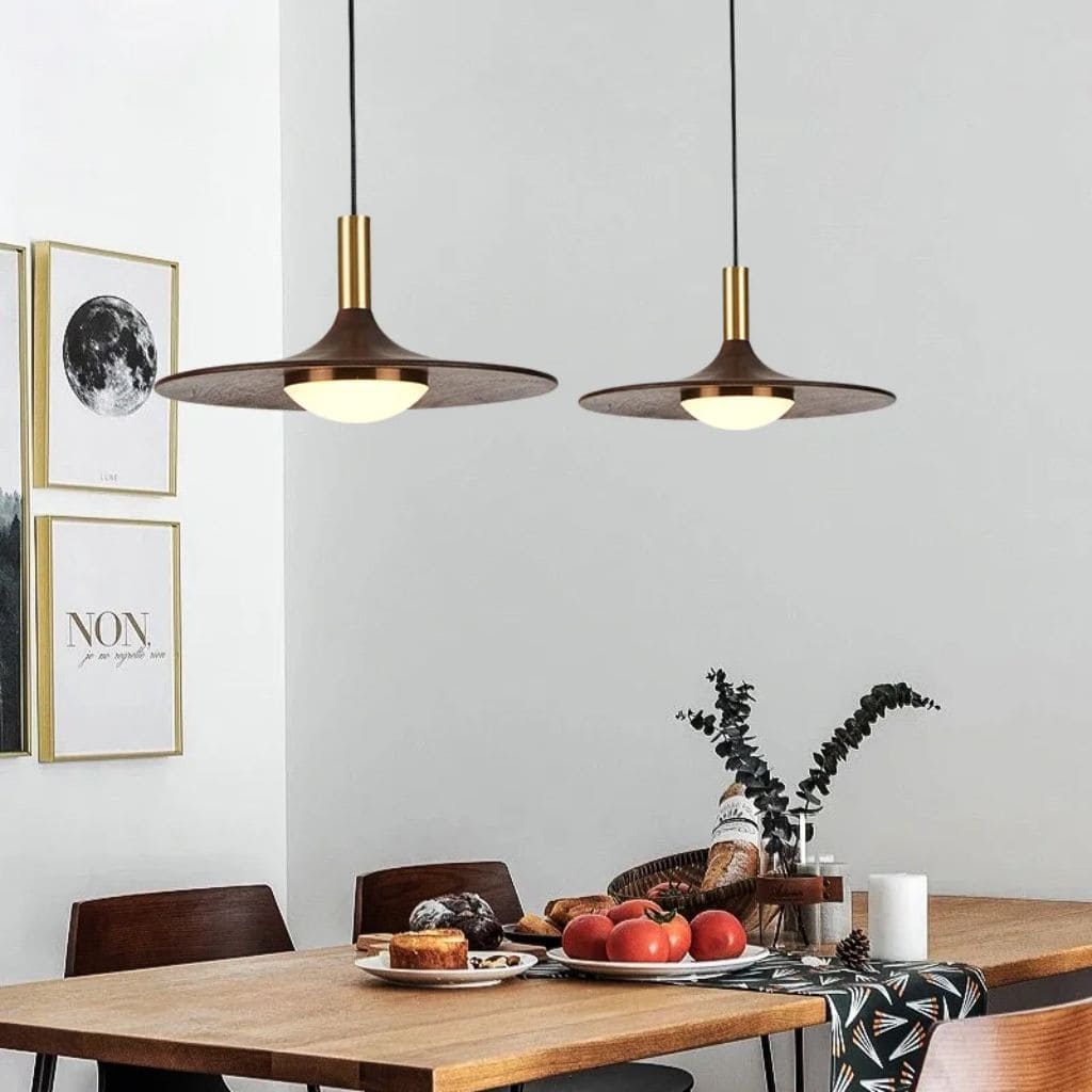 LED luster in Solid Wood of Noyer