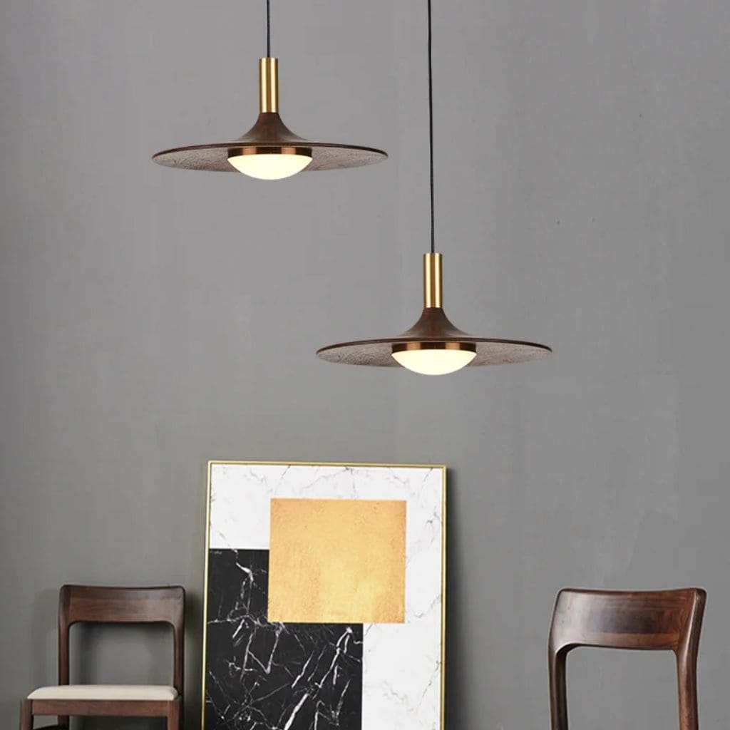 LED luster in Solid Wood of Noyer