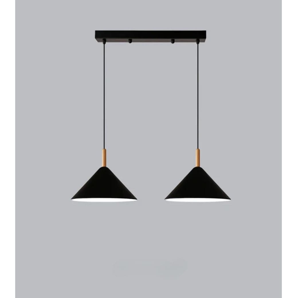 Minimalist wood and metal chandelier