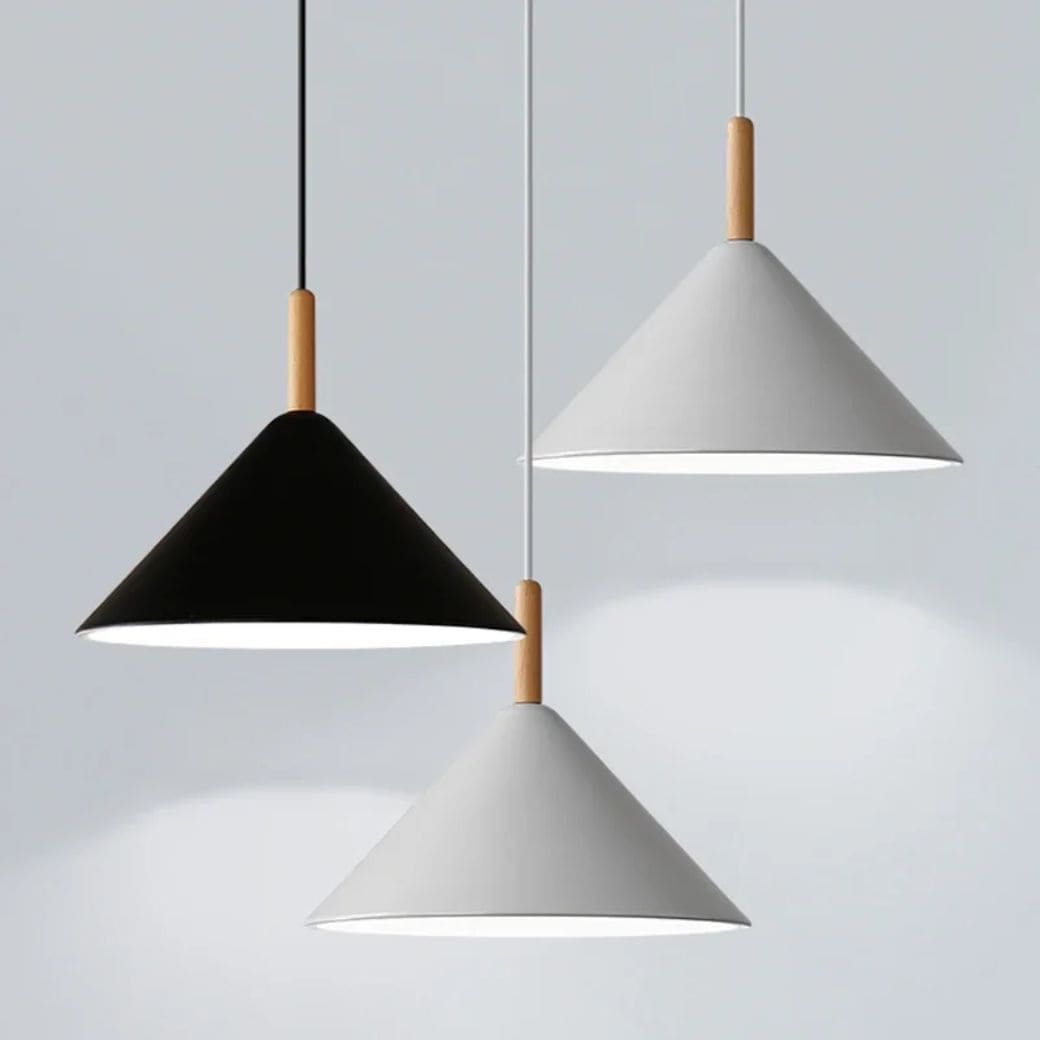Minimalist wood and metal chandelier
