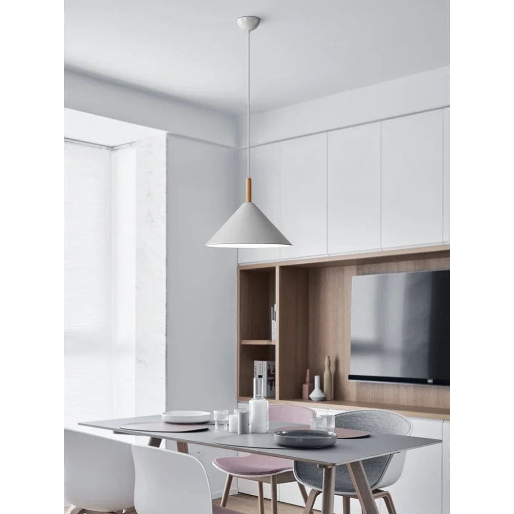 Minimalist wood and metal chandelier