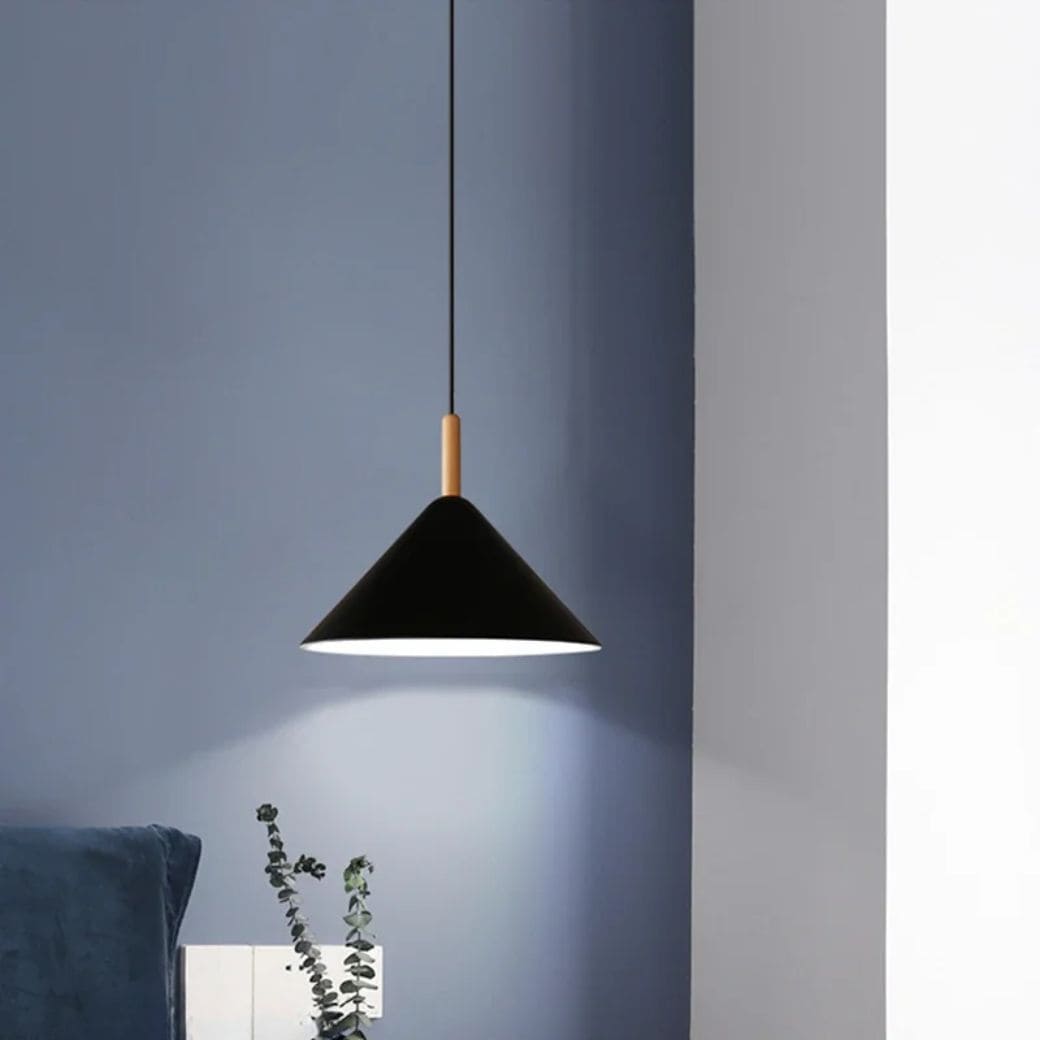 Minimalist wood and metal chandelier