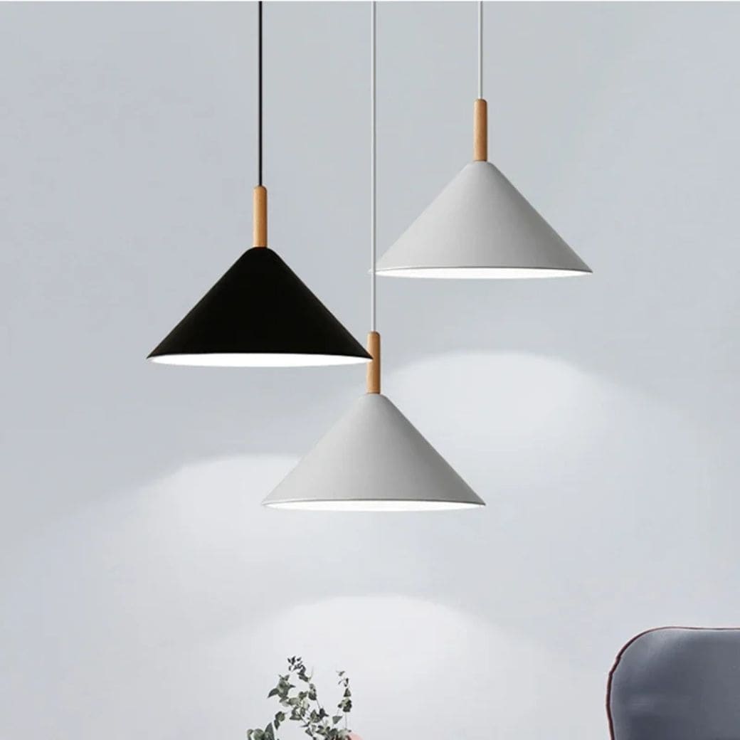 Minimalist wood and metal chandelier