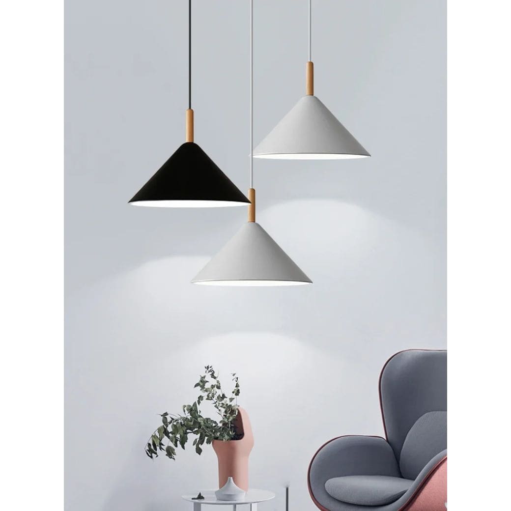 Minimalist wood and metal chandelier