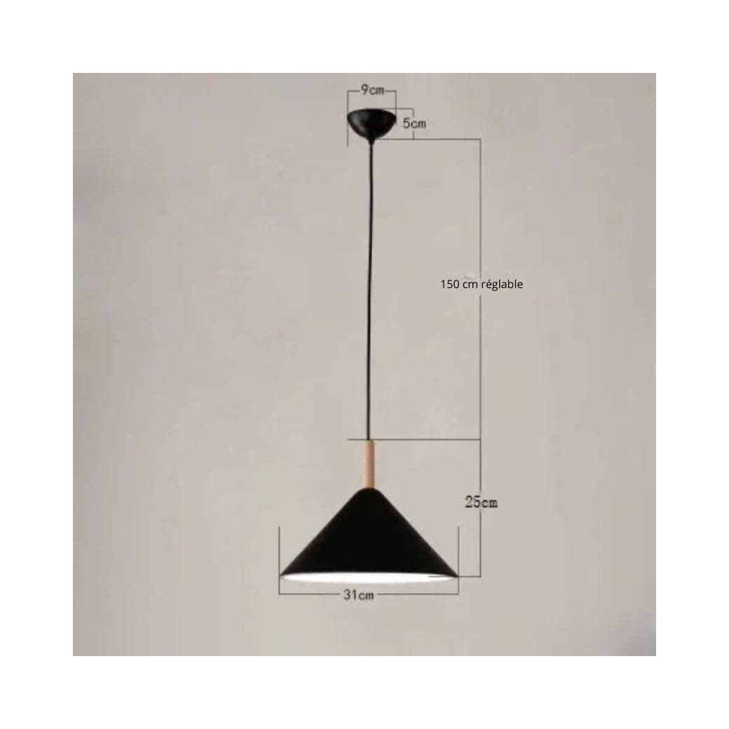 Minimalist wood and metal chandelier