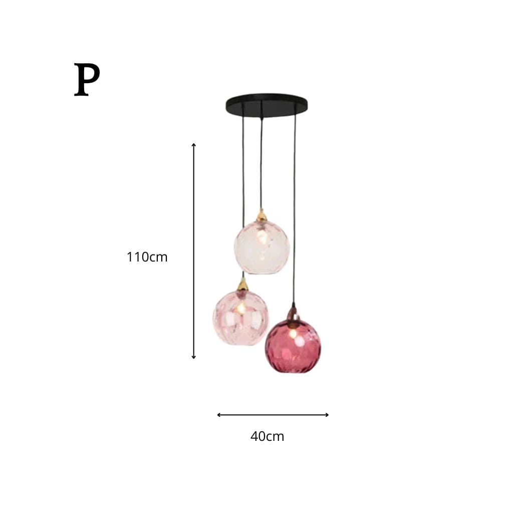 Modern chandelier with colored glass balls