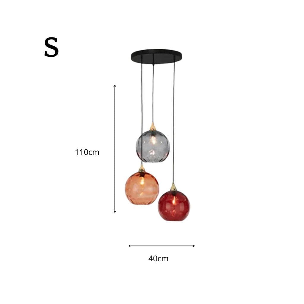 Modern chandelier with colored glass balls