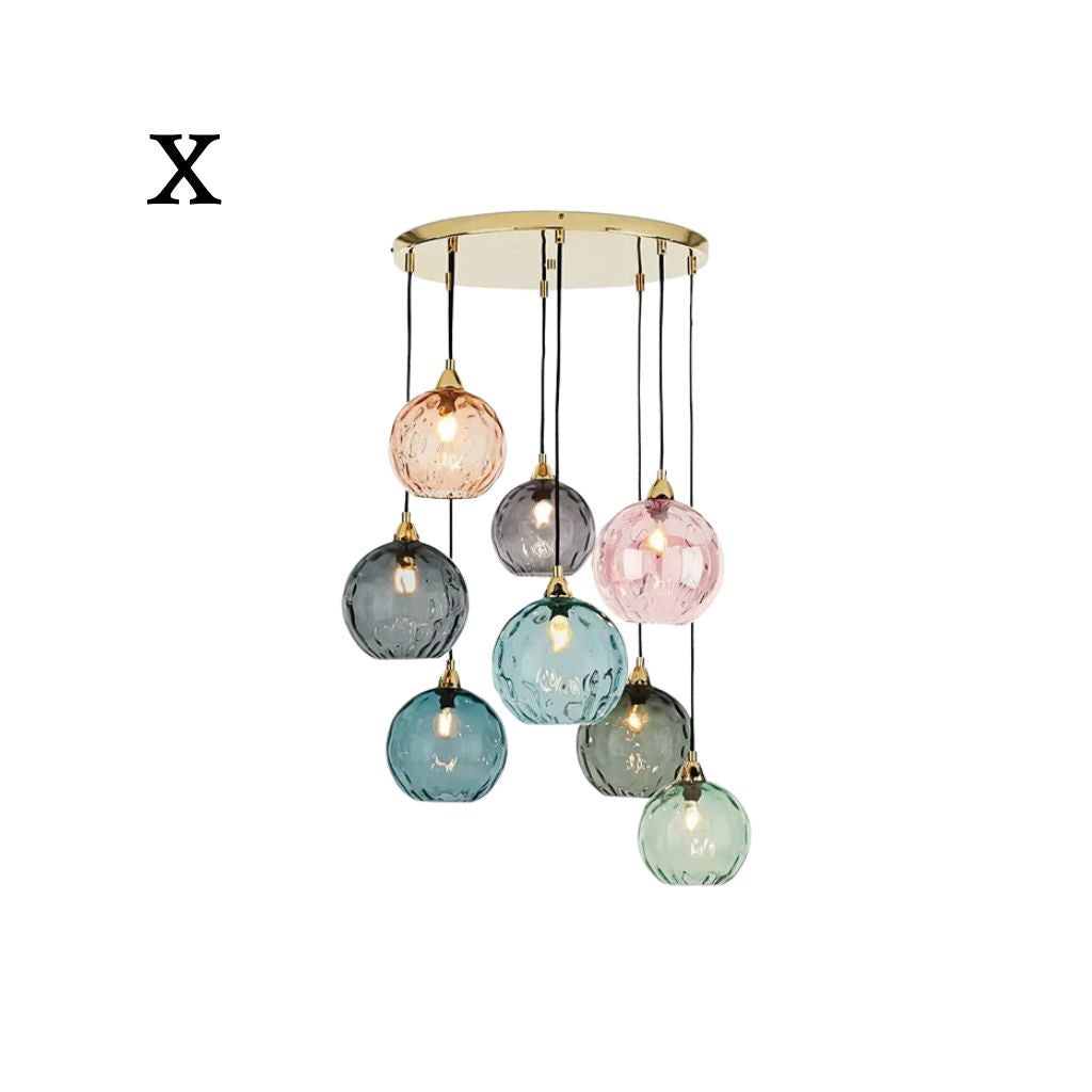 Modern chandelier with colored glass balls