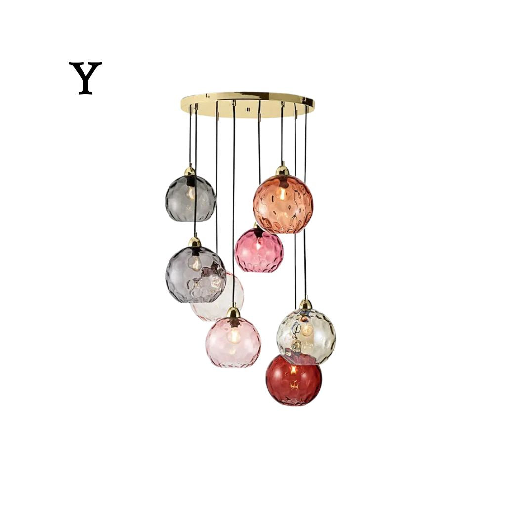 Modern chandelier with colored glass balls