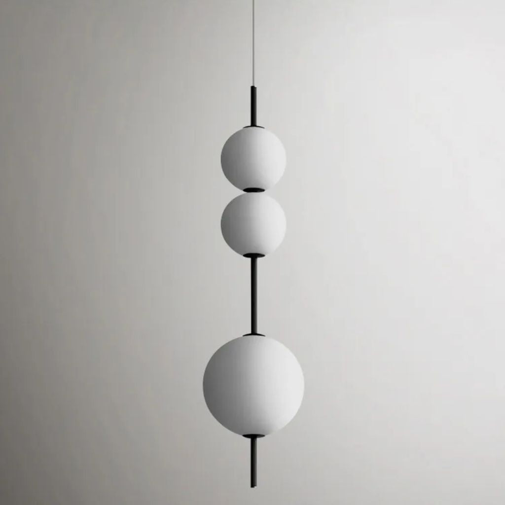 Chandelier with white glass pearls of Italian designer