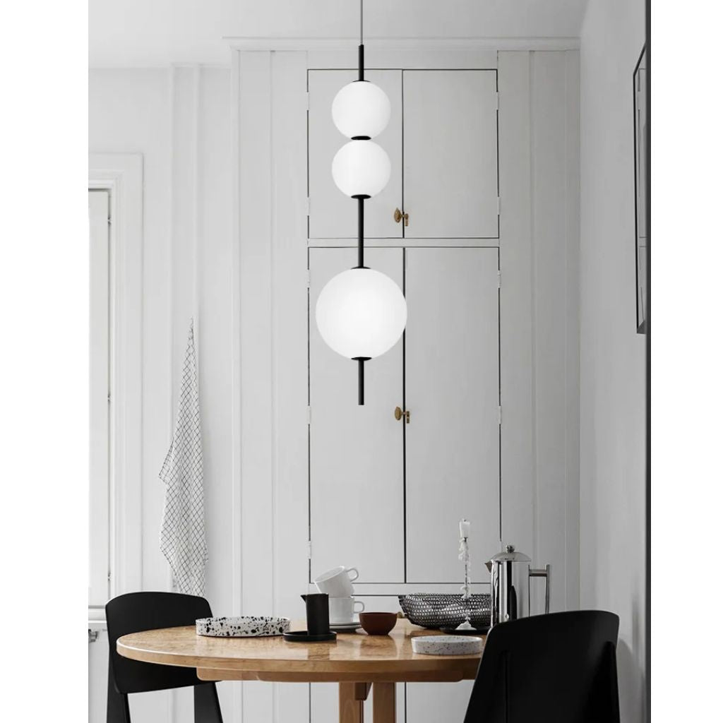 Chandelier with white glass pearls of Italian designer