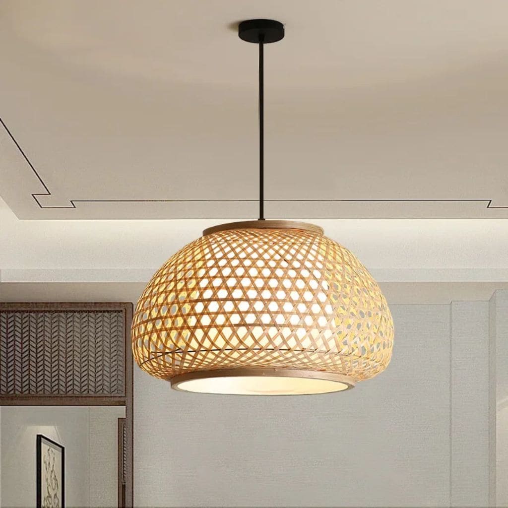 Bamboo chandelier woven by hand