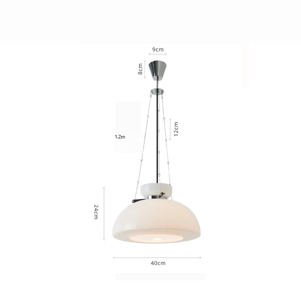Chandelier in white glass of medieval bauhaus style milk