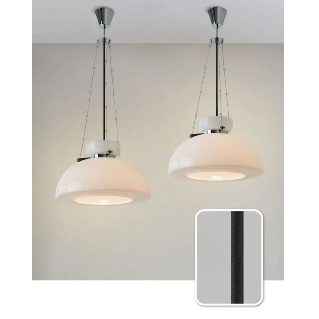 Chandelier in white glass of medieval bauhaus style milk
