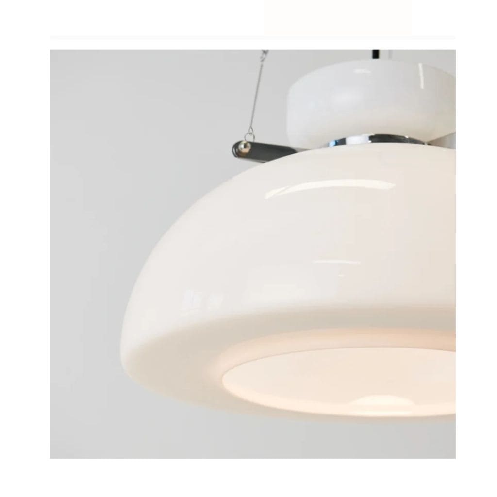 Chandelier in white glass of medieval bauhaus style milk