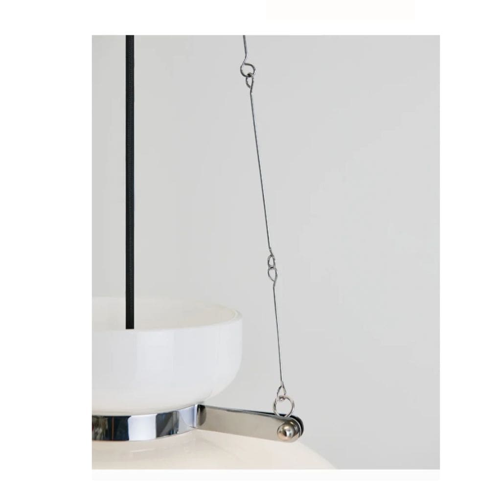 Chandelier in white glass of medieval bauhaus style milk