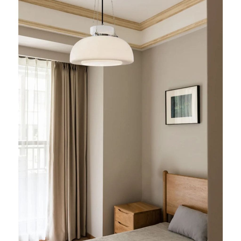 Chandelier in white glass of medieval bauhaus style milk