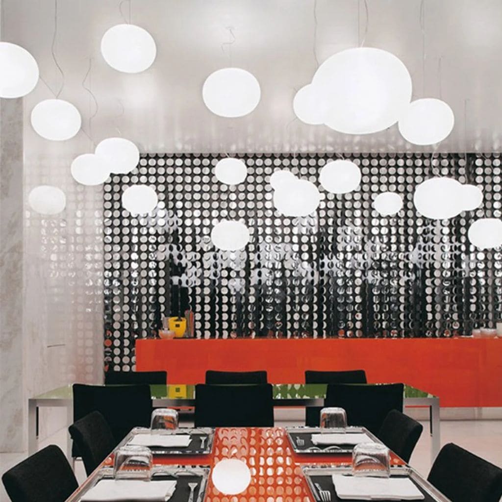 Nordic suspension in modern white glass
