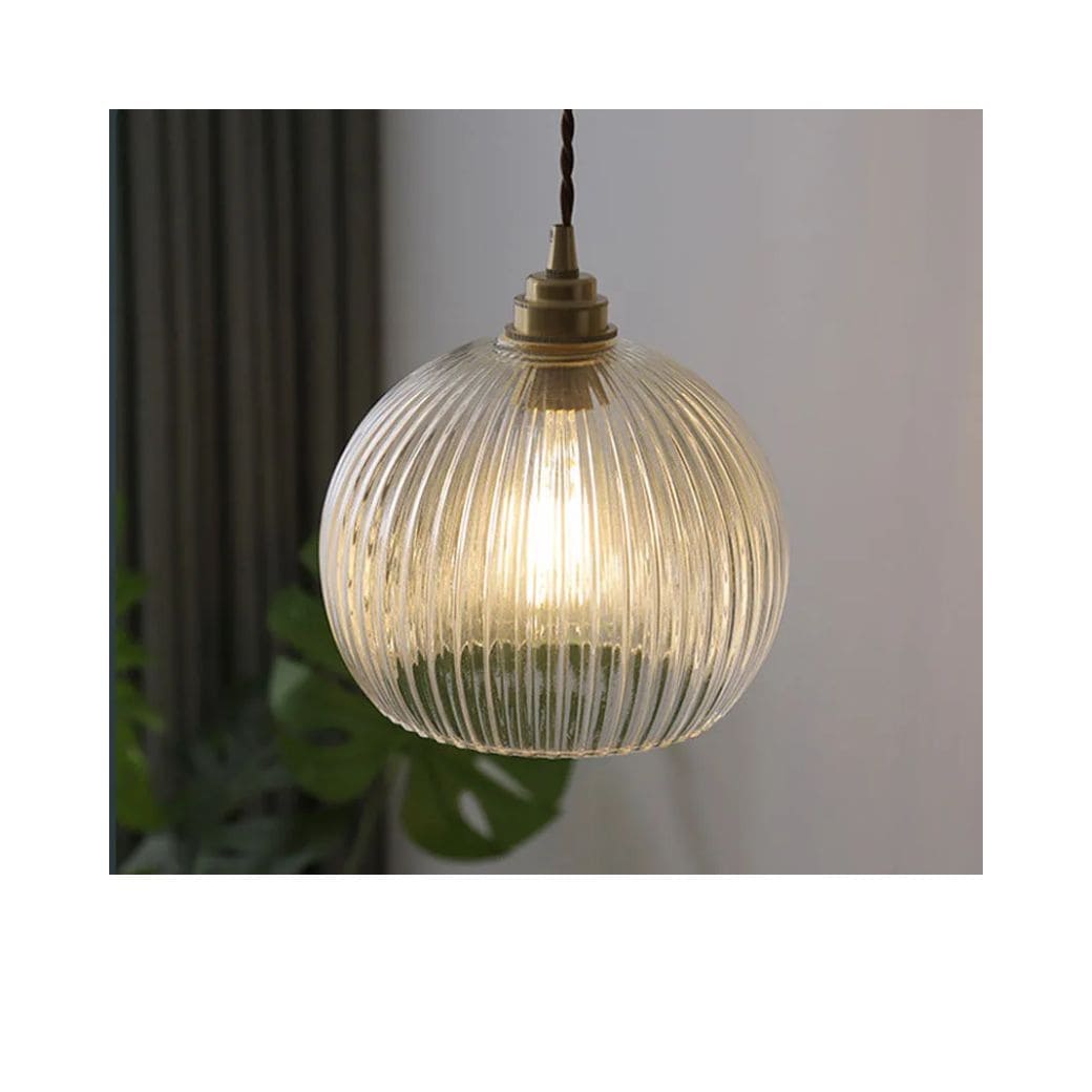 Retro Glass and Copper Pendant Light