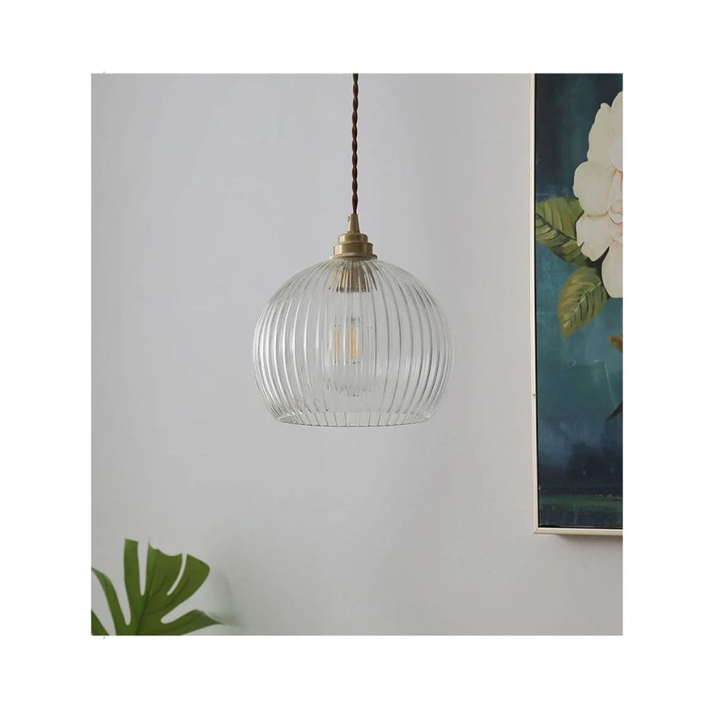 Retro Glass and Copper Pendant Light
