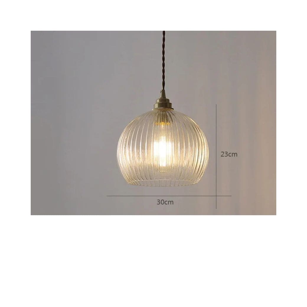 Retro Glass and Copper Pendant Light