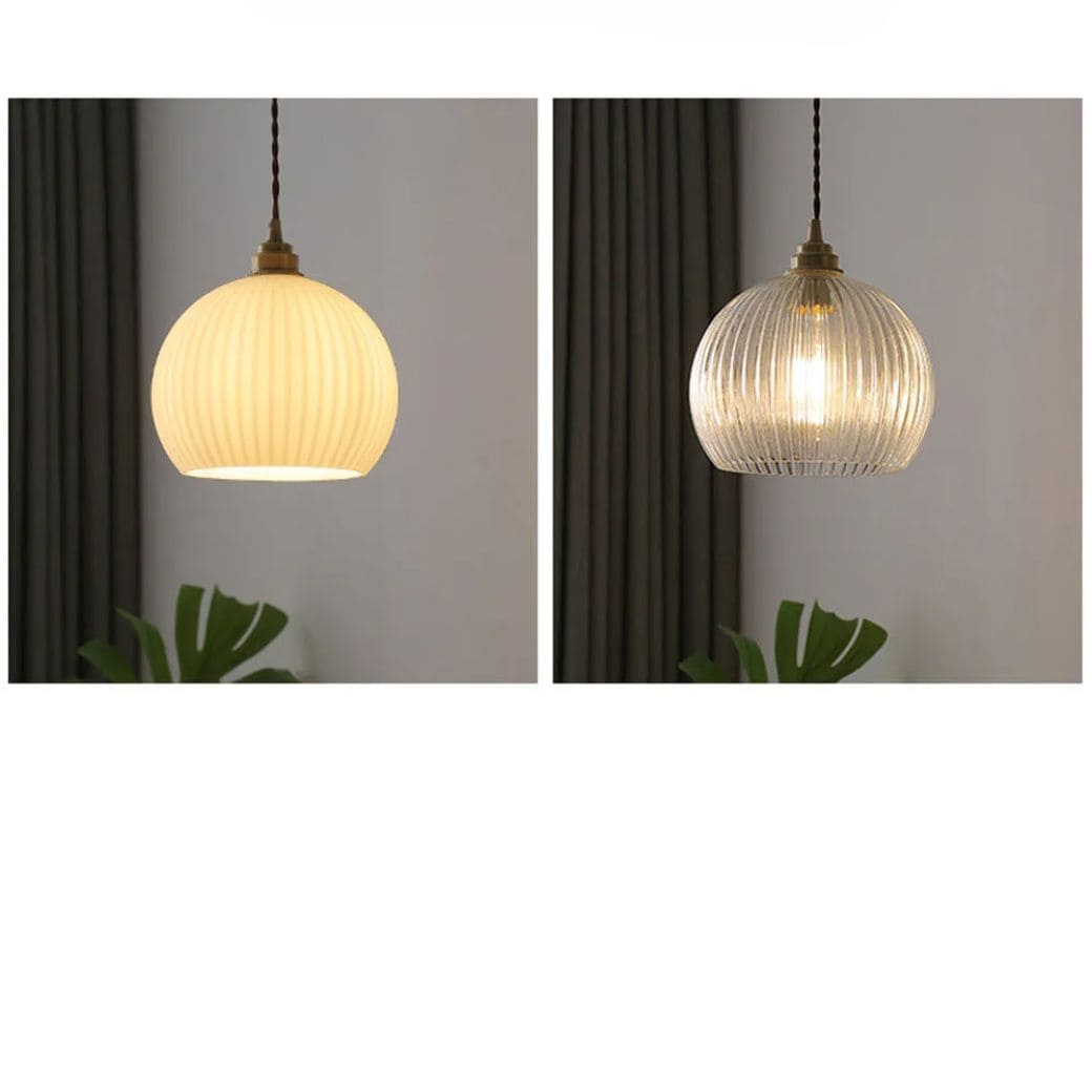 Retro Glass and Copper Pendant Light