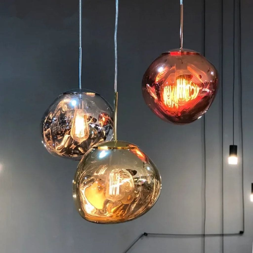 Modern pendant light in colored glass