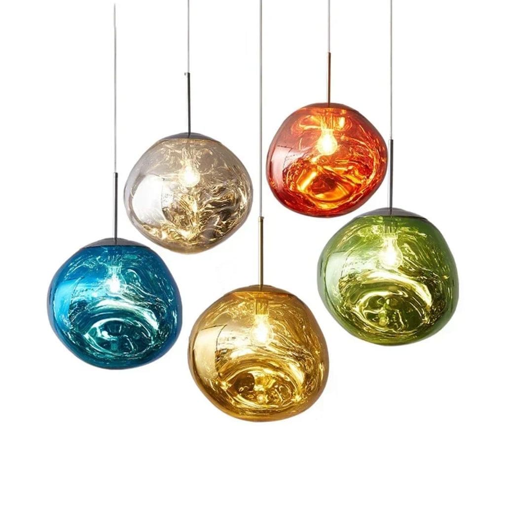 Modern pendant light in colored glass